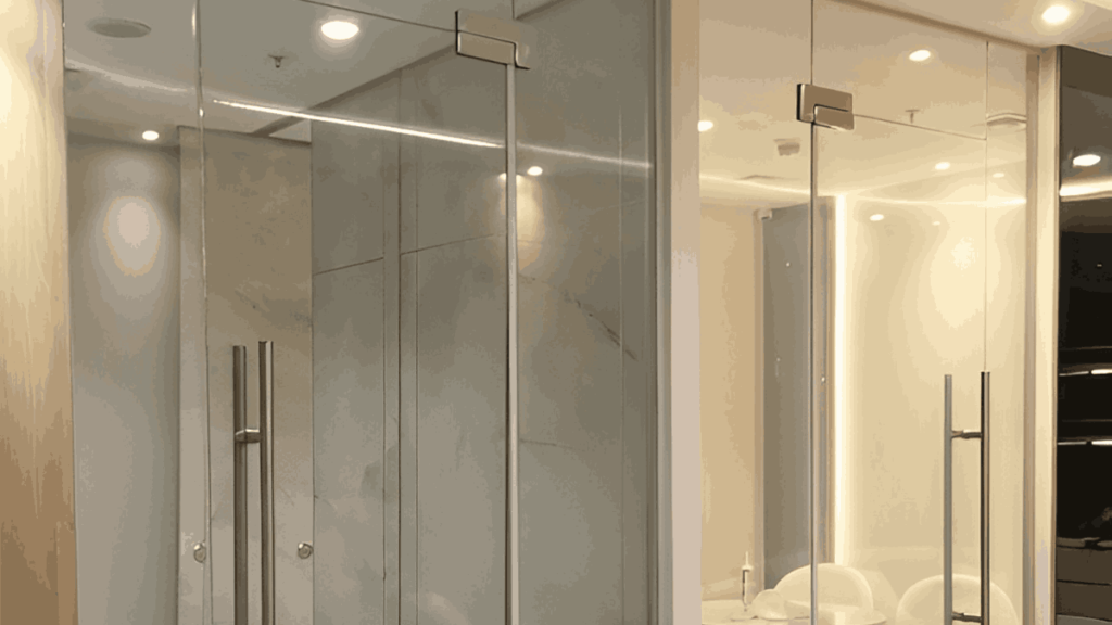 Pemasangan smart film pada frameless & window untuk meningkatkan privasi dan mengatur cahaya